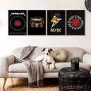 Ver imagem 1 de Kit 4 Quadros Bandas de Rock 33x24cm - com Vidro:madeira Branca