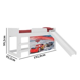 Cama com Escada Joy Cortina Carros Disney e Luz de LED Pura Magia - 6 Cama com Escada Joy Cortina Carros Disney e Luz de LED Pura Magia - 6