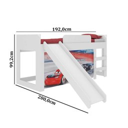 Cama com Escada Joy Cortina Carros Disney e Luz de LED Pura Magia - 3 Cama com Escada Joy Cortina Carros Disney e Luz de LED Pura Magia - 3