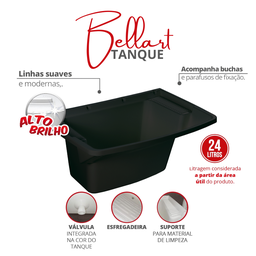 Tanque Capacidade 24 Litros Linha Bellart com Válvula Integrada Cor Preto Durín - 2