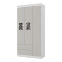 Ver imagem 2 de Guarda-roupa Infantil 92cm com Vidro 3 Portas e 2 Gavetas Teddy Multimóveis Mp4487 Branco/off White