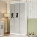 Ver imagem 1 de Guarda-roupa Infantil 92cm com Vidro 3 Portas e 2 Gavetas Teddy Multimóveis Mp4487 Branco/off White
