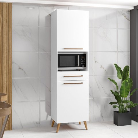 Paneleiro para Microondas 2 Portas 1 Gaveta 2 Prateleiras Favorita Branco/Lacca