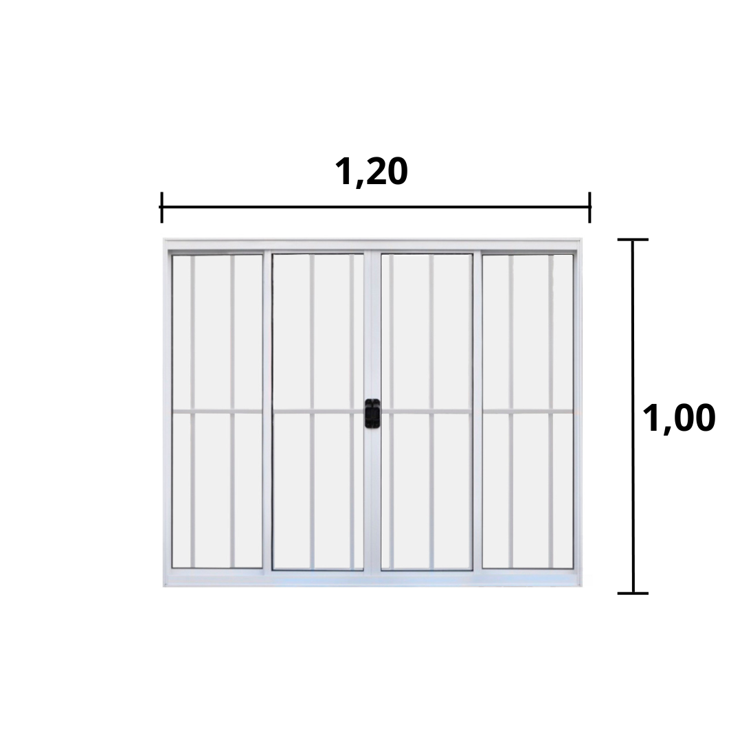 Janela de Alumínio de Correr 100x120cm 4 Folhas Grade Hale Esquadrias - 2