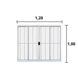 Janela de Alumínio de Correr 100x120cm 4 Folhas Grade Hale Esquadrias - 4 Janela de Alumínio de Correr 100x120cm 4 Folhas Grade Hale Esquadrias - 4