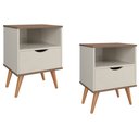Ver imagem 1 de Conjunto 2 Mesas de Cabeceira Fox Luxo - Off White/nature