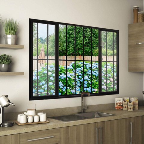 Janela de Alumínio de Correr 100x120cm 4 Folhas Grade Hale Esquadrias