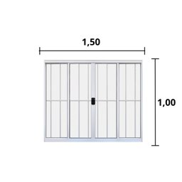 Janela de Alumínio de Correr 100x150cm 4 Folhas Grade Hale Esquadrias - 4 Janela de Alumínio de Correr 100x150cm 4 Folhas Grade Hale Esquadrias - 4