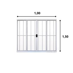 Janela de Alumínio de Correr 100x150cm 4 Folhas Grade Hale Esquadrias - 2 Janela de Alumínio de Correr 100x150cm 4 Folhas Grade Hale Esquadrias - 2