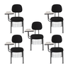 Cadeira Ágata Secretária Universitária Pé Palito Tecido Kit 5 Un: Preto - 2