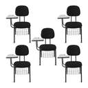 Ver imagem 2 de Cadeira Ágata Secretária Universitária Pé Palito Tecido Kit 5 Un: Preto