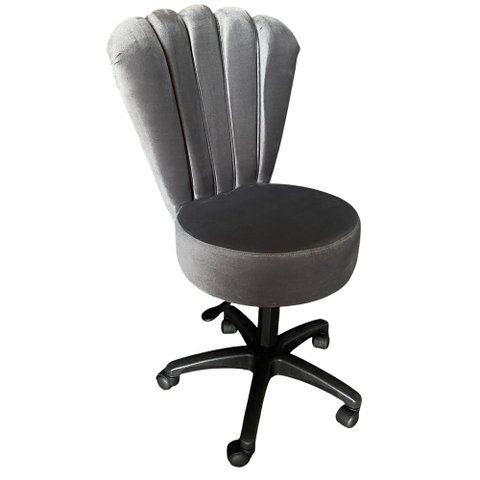 Cadeira Mocho Pétala Veludo Cinza Escuro - In9 Decor