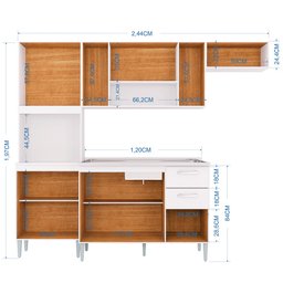 Cozinha Compacta 8 Portas Com Balcão E Pia Inox Lavínia Branco - Poquema - 4