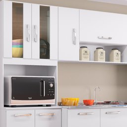 Cozinha Compacta 8 Portas Com Balcão E Pia Inox Lavínia Branco - Poquema - 3