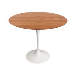 Mesa de Jantar Saarinen Tulipa Redonda - 107 Cm - Madeira Freijo - Base Branca - 1