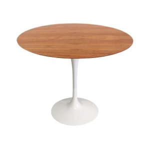 Mesa de Jantar Saarinen Tulipa Redonda - 107 Cm - Madeira Freijo - Base Branca