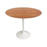 Mesa de Jantar Saarinen Tulipa Redonda - 107 Cm - Madeira Freijo - Base Branca - 1