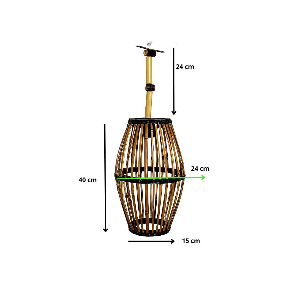 Luminária Artesanal de Casca de Bambu 40cm Nc Caieiras - 4