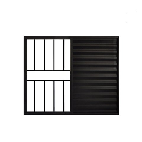 Janela de Alumínio Veneziana 100x100cm 3 Folhas Grade Hale Esquadrias Preto