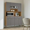 Ver imagem 1 de Armário Cozinha Compacta 8 Portas 2 Gavetas MDF-MDP 122cm Freijo e Gris Kit'S Paraná