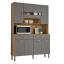 Ver imagem 2 de Armário Cozinha Compacta 8 Portas 2 Gavetas MDF-MDP 122cm Freijo e Gris Kit'S Paraná