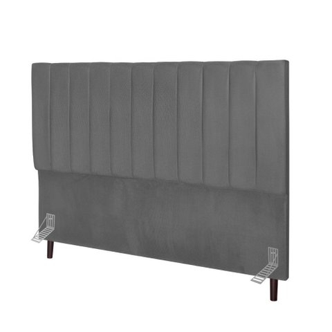 Cabeceira Cama Casal Queen Size160 Cm Sara Linho e Frame Cinza