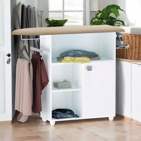 Passadeira de Roupas com Armário e Tábua de Passar Mariana Branco- Mabe Magazine