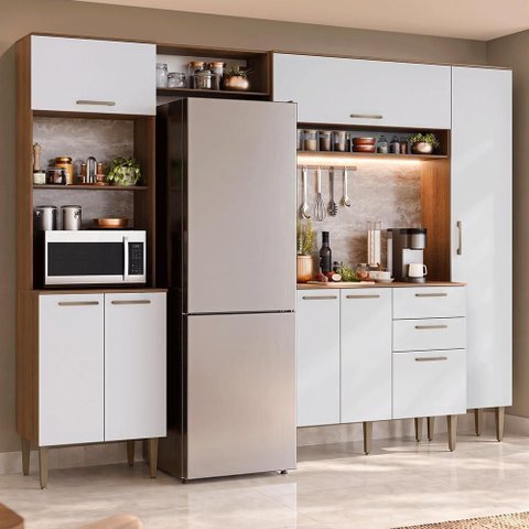 Cozinha Compacta Lille 8 Portas 2 Gavetas MDP 265cm Rustic Madesa
