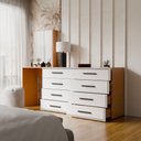Ver imagem 2 de Cômoda Dublin 8 Gavetas com Espelho Branco/Freijó - Panorama Móveis