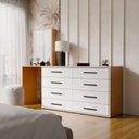Ver imagem 1 de Cômoda Dublin 8 Gavetas com Espelho Branco/Freijó - Panorama Móveis