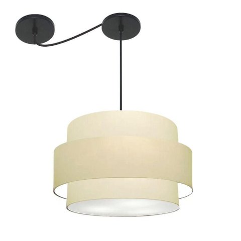 Lustre Sala de Jantar com Desvio Vivare Md-4401 Cúpula em Tecido 60cm Algodão-crú 127/220v
