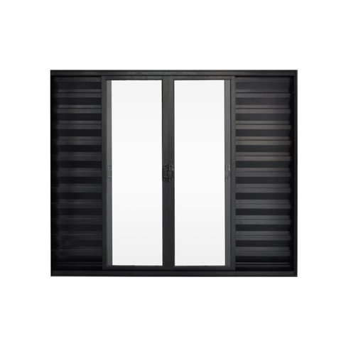 Janela de Alumínio Veneziana 100x120cm 6 Folhas Hale Esquadrias Preto