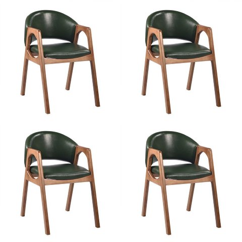 Kit 4 Cadeiras Decorativa Sala de Jantar Luxo Larissa Facto Verde - Mozzelar