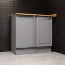 Ver imagem 1 de Balcão Canto Reto 100% MDF 01 Porta com Tampo Cinza/Nature Americana