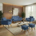 Ver imagem 1 de Kit Namoradeira 2 Poltronas e 2 Puffs para Sala Recepção Manicure Consultório Alice Suede