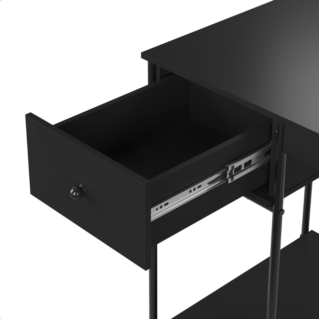 Mesa Computador Mulituso Escritório Quarto com Gaveta Criare Preto - 5