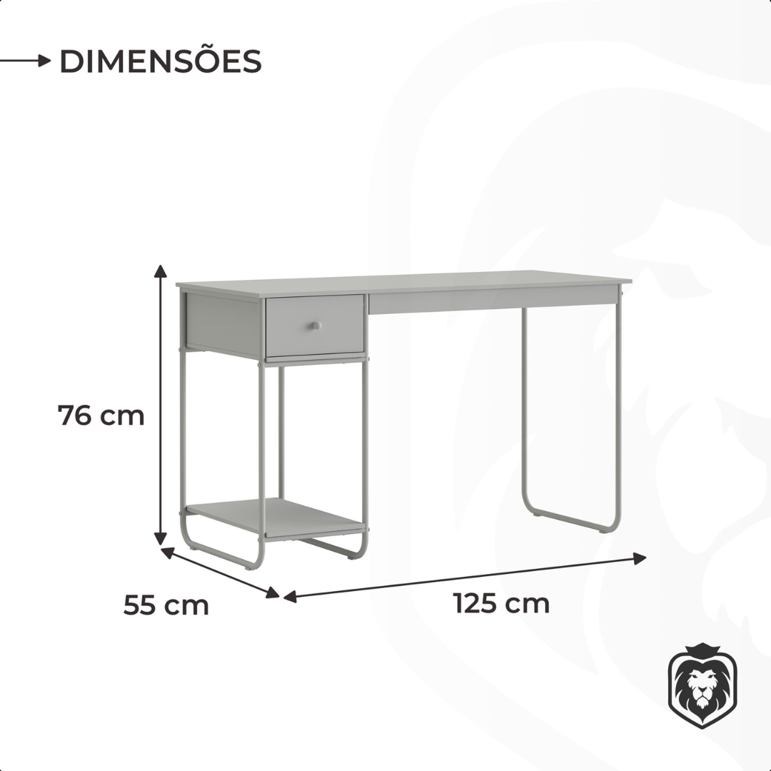 Mesa Computador Mulituso Escritório Quarto com Gaveta Criare Preto - 7