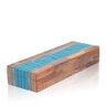 Caixa Retangular em Madeira e Resina Turquesa 30x10cm - 1