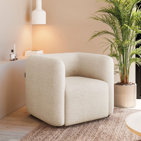 Poltrona Decorativa para Sala de Estar Laguna Bouclê Bege