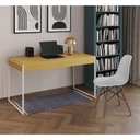 Ver imagem 5 de Mesa De Escritório Industrial Canela 137X53Cm Base Ferro Branco Com 1 Cadeira Branca