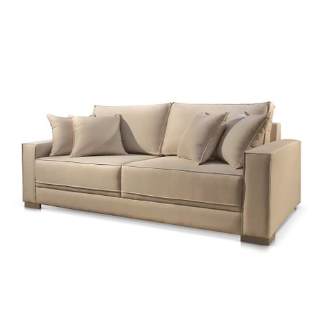 Sofá Living 3 Lugares Hotello Suede Bege Medio 2,00m