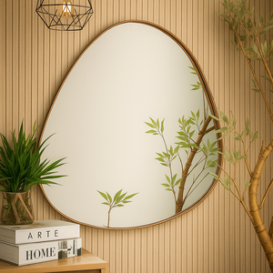 Espelho Orgânico Moderno com Moldura em Alumínio Closet 90x80cm