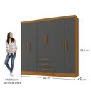 Ver imagem 3 de Guarda Roupa Casal 6 Portas 6 Gavetas MDF Berlin Cinamomo Chumbo Espresso Móveis