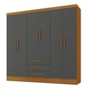 Ver imagem 2 de Guarda Roupa Casal 6 Portas 6 Gavetas MDF Berlin Cinamomo Chumbo Espresso Móveis