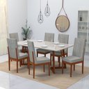 Ver imagem 1 de Conjunto Sala De Jantar Mesa 160X90Cm Tampo Vidro/Mdf Com 6 Cadeiras Safira 