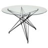 Mesa de Jantar Estrela Redonda Base Preta Brilhante e Tampo de 100cm - Vidro Temperado 8mm - 1