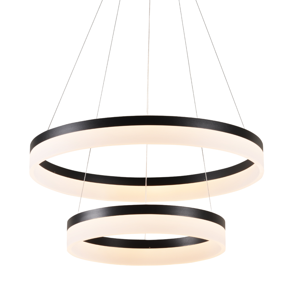 Lustre Pendente Φ40×φ60cm 63w 3000k Bivolt Metal Preto+acrilico - 2