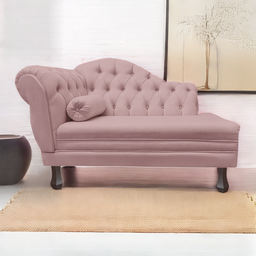 Recamier Sofá Direito Larissa 120cm Sala Veludo Nude - Incasa Decor - 2