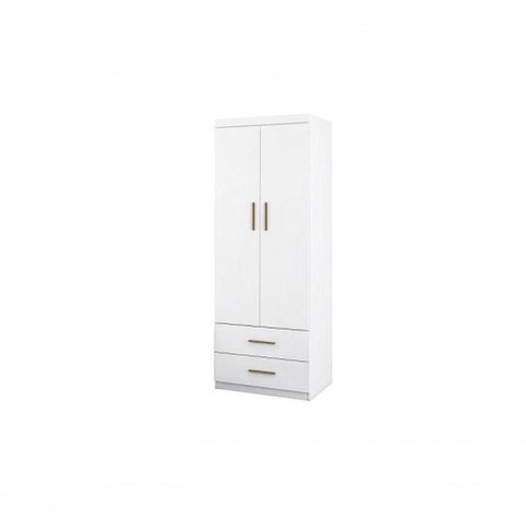 Guarda Roupa Infantil Chiara 2 Portas de Bater 2 Gavetas MDP Branco Brilho Phoenix Baby 73cm