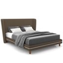 Ver imagem 1 de Cabeceira Casal Nilo 195cm com Cama Pés Madeira Suném P05 Veludo Marrom - Lyam Decor